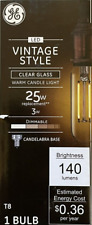 GE 25-Watt Vintage Style Clear Glass T8 LED w/Candelabra Base