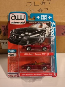 Auto world 1:64 Ultra Red CHASE 2 Pack F-Bodies Camaro and Firebird Vhtf Rare - Picture 1 of 9