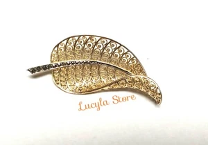 Spilla Alice Caviness vintage argento sterling 925 foglia filigrana Germania - Foto 1 di 12