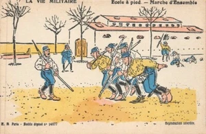 Cpa Fantaisie Militaire - Ecole à pied - Marche d'ensemble - Imagen 1 de 2