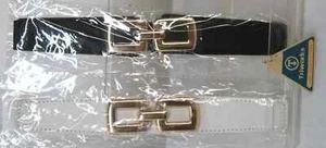 2 Pack Women Elastic Waist Belt for Dress Ladies with Gold Buckle - Picture 1 of 6