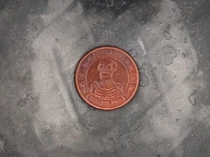Hand Struck Memento Mori Medieval Plague Token - Skeleton Church Bronzed Coin - Picture 1 of 4