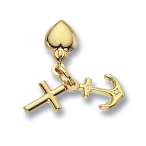 Faith Hope Charity Pendant Yellow Gold Anchor Heart Hallmarked British Made