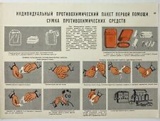 CHEMICAL FIRST AID 1973 Cold War Ukraine Civil Defense Training Poster CCCP