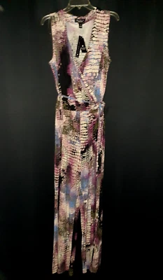 NUEVO GLORIA VANDERBILT Talla 14 Mono Negro Púrpura Beige Estampado Animal Elástico Foto 1 de 4