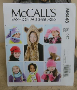* McCALLS * NIÑOS NIÑAS SOMBRERO MITONES ACCESORIOS DE MODA PATRÓN DE COSTURA * M6448* - Imagen 1 de 1