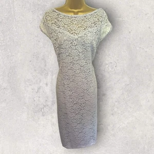 Vestido recto de seda con cinturón estampado abstracto gris rosa Jaeger para mujer UK 10 US 6 EU 38 - Imagen 1 de 4