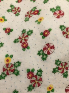 Mary Engelbreit Peppermint Xmas Candy White Red Yellow Flower Baby Blanket Satin - Picture 1 of 6