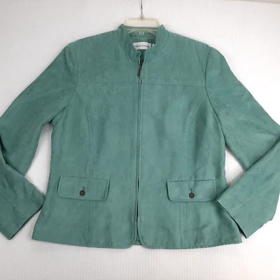 Chaqueta Blazer Alfred Dunner Para Mujer Talla 12 Verde Forrada Cremallera Completa Imitación Gamuza Suave Foto 1 de 4