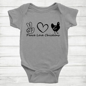 Baby Infant Bodysuit One Piece Peace Love Chickens lovers farm farmer gifts