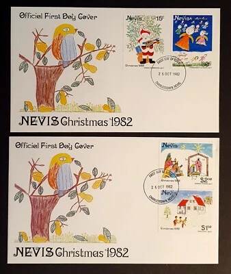 Nevis Stamps 1982 Christmas Set across 2 First Day Covers (w) - Image 1 of 2