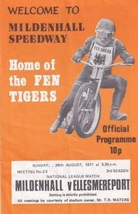 Vintage Speedway Programmes - Mildenhall vs Ellesmereport Aug 1977 - Imagen 1 de 1