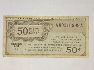 Series 461, 50 Cents  WW2/WW II  Military Payment Certificate  - Picture 1 of 2