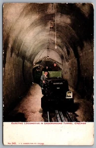 Postcard Chicago IL c1905 Electric Locomotive in Underground Tunnel Morgan 80 - Picture 1 of 2