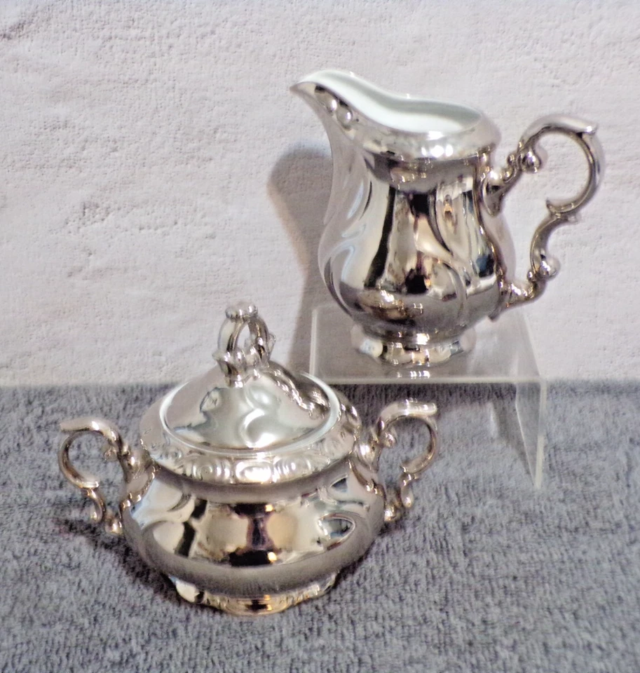 Набор сливок и сахара Bavaria GKC 40 & 41 керамический фарфор платиновое покрытие - Изображение 1 из 4