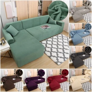 L Shape Corner Sofa Cover Jacquard Fabric Slipcover Removable Sectional Covers - Picture 1 of 91