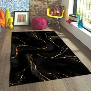 Stone Themed Rug, Golden Effect Rug,Marble Design Rug, Modern Rug, Personalized - Picture 1 of 9