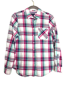 U.S Polo Assn. Youth Pink Check Print Long Sleeve Button Up Cotton Top Sz M - Picture 1 of 5