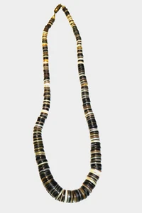 Vintage Puka Shell Choker Necklace in Brown Colors - 19 1/2" from the 70's - Picture 1 of 6