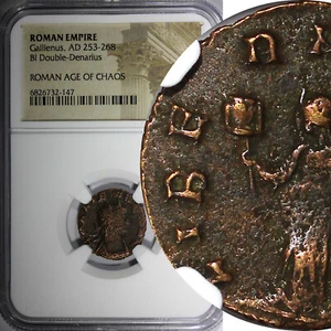 ROMAN.Gallienus AD 253-268  BI Double-Denarius / Liberalitas NGC (147) - Picture 1 of 5