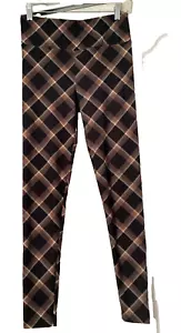 NOBO NO BOUNDARIES STRETCH SUEDED ANKLE LEGGING BROWN BIAS PLAID Sz. Jrs. S/M* - Picture 1 of 7