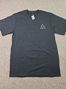 HUF Shirt Mens Medium NWT Black T Shirt Double Sided Graphic Logo Night Scene - Picture 1 of 15