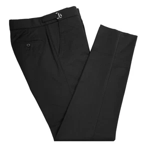 Mens Black Tuxedo Pants Slim Fit Flat Front Long Rise 33-35" Adjustable Waist - Picture 1 of 3