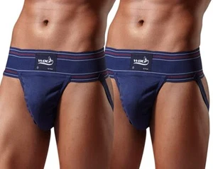 Omtex Athletic Wolf Jockstrap Cotton Gym Supporter Blue Colour Pack of 2 - Picture 1 of 5