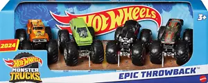 Hot Wheels Monster Trucks 2024 Epic Throwback 4-Pack 1:64 Toy Truck New Toy Gift - Picture 1 of 3