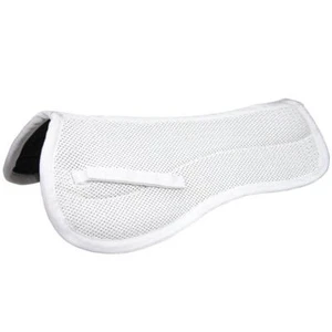 Almohadilla de media silla inglesa absorbente de golpes Derby con malla antideslizante 3D blanca - Imagen 1 de 6