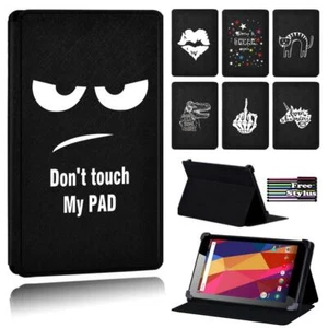 Printed name PU Leather Stand flip Cover Case For Argos Alba 7 8 10 inch Tablet - Picture 1 of 38