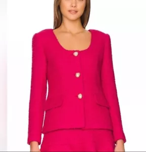 Amanda Uprichard NWT Silvana Tweed Blazer Fuscia Wool Blend Size X-small XS New - Picture 1 of 18