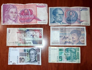 LOTTO DI 6 BANCONOTE DELLA JUGOSLAVIA-ALBANIA-FRANCIA-CROAZIA - Foto 1 di 5