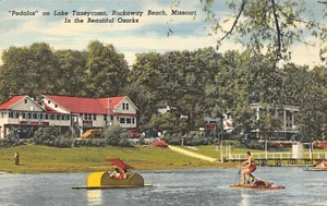 Pedalos On Lake Taneycomo Lakefront Scene Rockaway Beach, MO De Colección 1952 Postal - Imagen 1 de 2