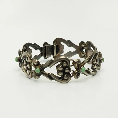 Antigua pulsera tradicional de eslabones turquesa de plata de ley Taxco Foto 1 de 2