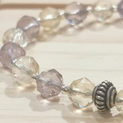 Faceted Ametrine & 925 Sterling Silver Choker Necklace – Classic Elegance - Image 1 of 4