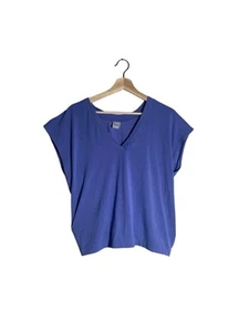 Athleta Top Damen Medium lila Explore Tee Tie Back V-Ausschnitt offen Yoga weich Fitnessstudio - Bild 1 von 9