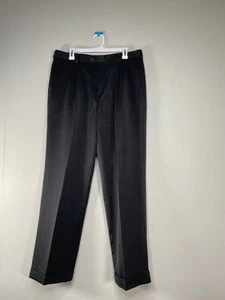 Perry Ellis Portfolio Pleated Dress Pants Men's 34 x 32 Mid Rise Glossy Black - Picture 1 of 16