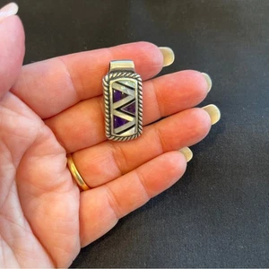 CAROLYN POLLACK RELIOS Sterling .925 Silver White and Purple Geometric Pendant - Picture 1 of 5