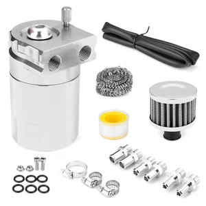 300ML Oil Catch Can Kit Universal Gas Recovery Pot Reservoir Tank Air Filter - Picture 1 of 9