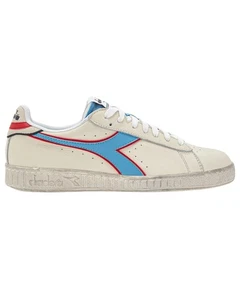 Scarpe Sneakers Diadora Game L Low Icona 177913 Uomo Misto Pelle Crema/Azzurro - Picture 1 of 1