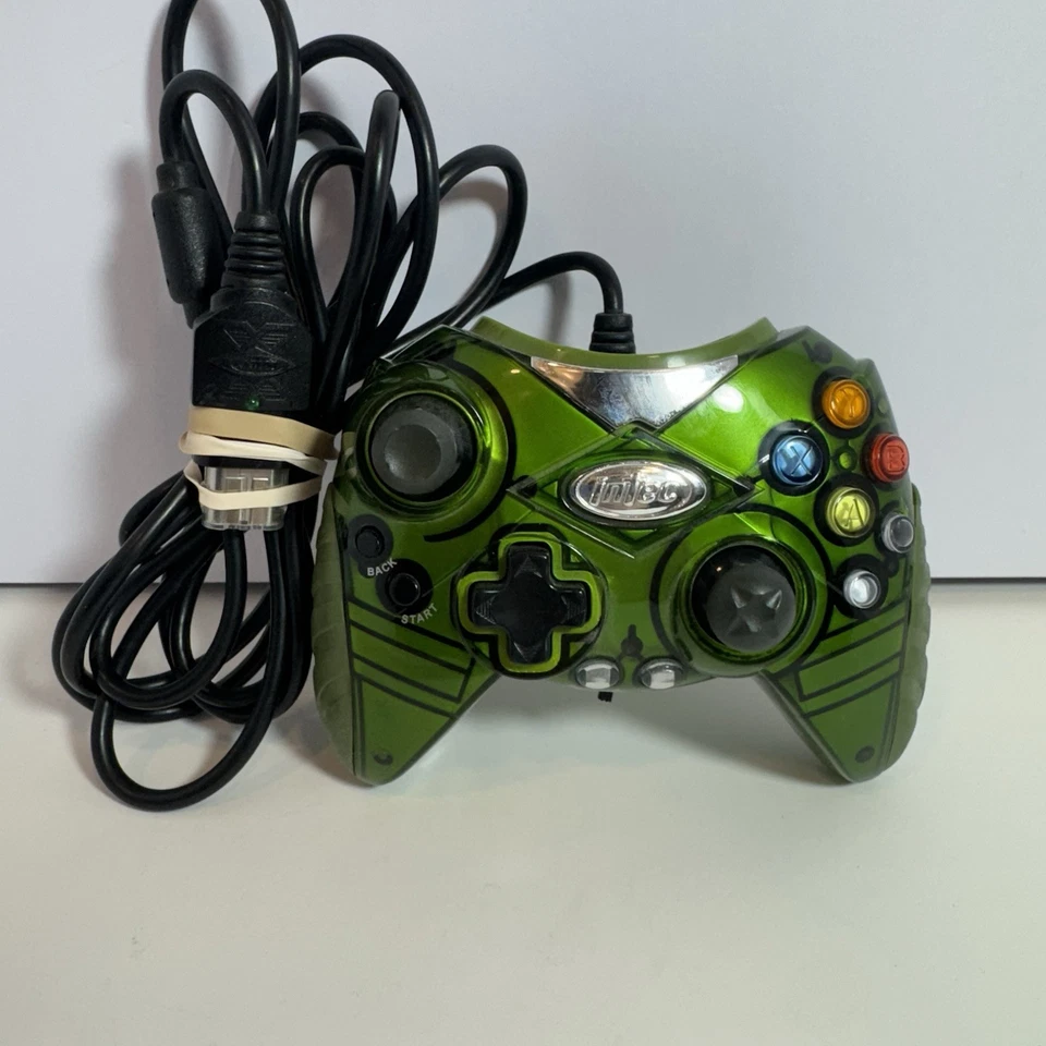 Original Xbox Controller Intec Wired Controller Gamepad 3rd Party Green TESTED - Image 1 of 4