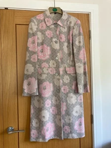 Pink Grey Pea Coat UK 12 Boden Mid Length Lined Linen Cotton blend - Picture 1 of 6