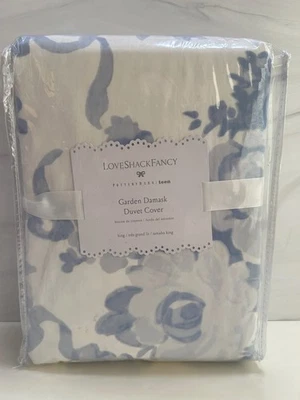 Pottery Barn Teen Love Shack Fancy Garden Damask Duvet Cover Blue Rose NWT King - Image 1 of 4