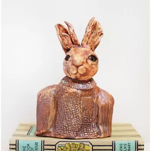 Keramik Schakalope Hase Skulptur / Auffälliges Unikat Außenseiter Kunstwerk - Bild 1 von 10