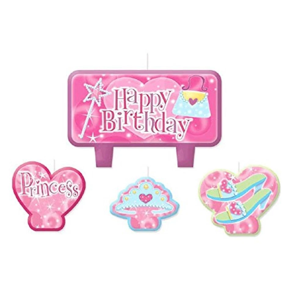 Brillantes velas de pastel moldeadas para decoración de fiesta de cumpleaños para niños de fantasía rosa princesa Foto 1 de 1