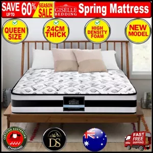 Giselle QUEEN Super Firm Mattress Bed Size Pocket Spring Plush Foam 24CM Thick - Picture 1 of 12