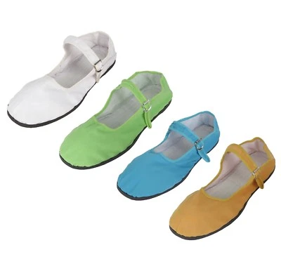 Chinelos femininos chineses Mary Jane de algodão branco verde azul tamanhos 36-42 novos - Imagem 1 de 3