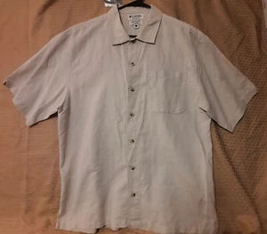 Columbia Vintage Shirt Herren Größe Large kurzärmeliges Hemd einfarbig khaki - Bild 1 von 15