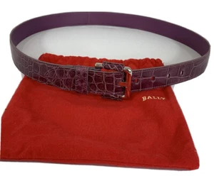 BALLY Purple Crocodile and Leather Unisex Belt Ecleo 95/38 - Picture 1 of 12